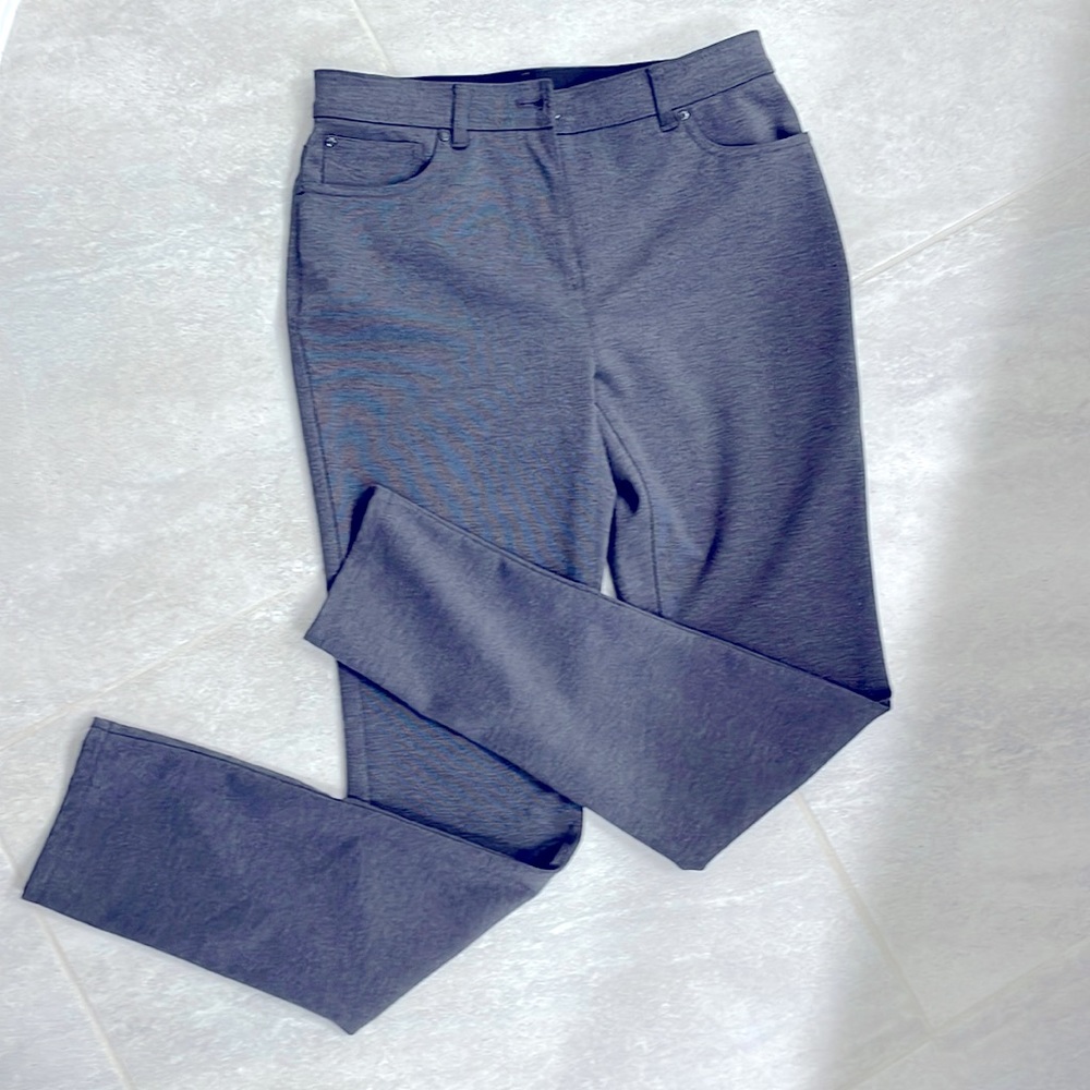 So Slimming by CHICO’s 00 R grey skinny leg dress work pants high waist 14.5” S